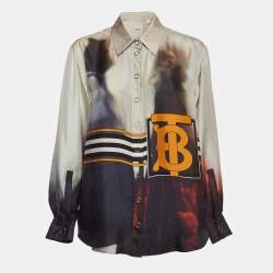 Burberry Grey Arianna Print Silk Button Front Shirt S