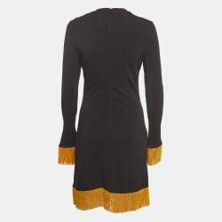 Pre Owned Burberry Black Viscose Chain Fringe Detail Dress S