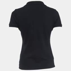 Burberry Black Cotton V-Neck Polo T-Shirt S