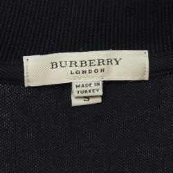 Burberry Black Cotton V-Neck Polo T-Shirt S