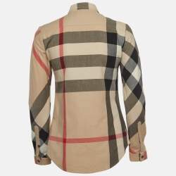 Burberry Beige Checked Cotton Button Front Shirt XS