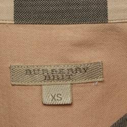 Burberry Beige Checked Cotton Button Front Shirt XS