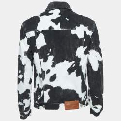 Pre Owned Burberry Black/White Print Denim Buttoned Jacket XS