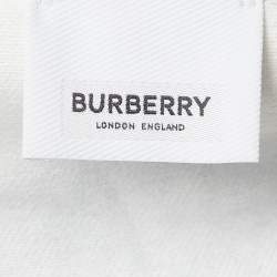 Pre Owned Burberry Black/White Print Denim Buttoned Jacket XS