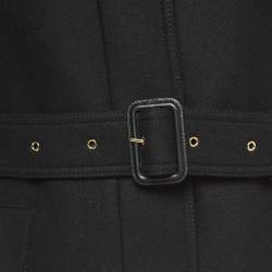 Pre Owned Burberry Black Wool Blend Single Breasted Belted Trench Coat S