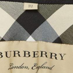 Pre Owned Burberry Black Wool Blend Single Breasted Belted Trench Coat S