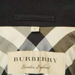 Pre Owned Burberry Black Wool Blend Single Breasted Belted Trench Coat S