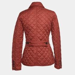 Pre Owned Burberry Brit Red Quilted Synthetic Button Front Jacket XS