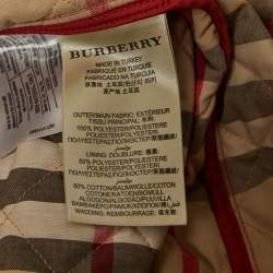 Pre Owned Burberry Brit Red Quilted Synthetic Button Front Jacket XS