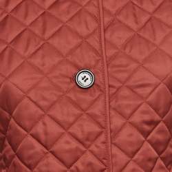 Pre Owned Burberry Brit Red Quilted Synthetic Button Front Jacket XS
