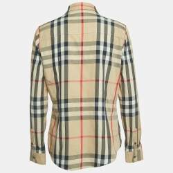 Pre Owned Burberry Brit Beige Nova Check Cotton Long-Sleeve Shirt L