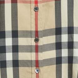 Pre Owned Burberry Brit Beige Nova Check Cotton Long-Sleeve Shirt L