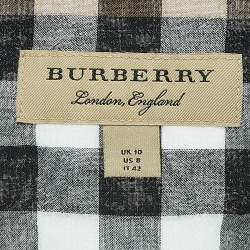 Pre Owned Burberry Brown Nova Check Cotton Ruffle Detail Shirt M