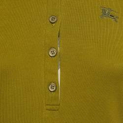 Burberry Green Logo Embroidered Cotton Knit Polo T-Shirt S