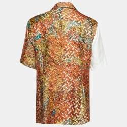 Pre Owned Burberry Multicolor Monogram Print Silk Short Sleeve Shirt S