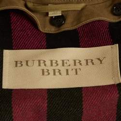 Burberry Brit Khaki Raccoon Fur Trimmed Detachable Hood and Warmer Parka Jacket M