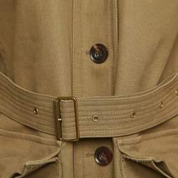 Burberry Brit Khaki Raccoon Fur Trimmed Detachable Hood and Warmer Parka Jacket M