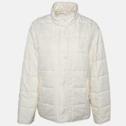 Pre Owned Burberry Cream Logo Detail Quilter Jacket L