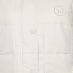 Pre Owned Burberry Cream Logo Detail Quilter Jacket L