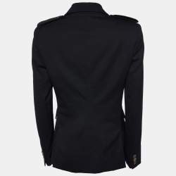 Pre Owned Burberry Black Wool Single Breasted Jacket S