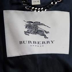 مملوكة مسبقًا Burberry Grey Lurex Cotton Blend Belted Trench Coat S