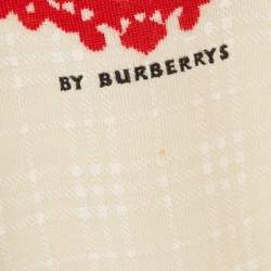Pre Owned Burberry Cream Embroidered Wool Knit Crew Neck Top XS