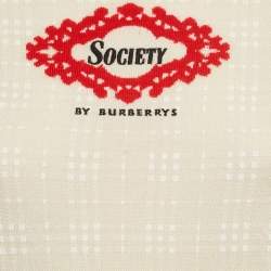 Pre Owned Burberry Cream Embroidered Wool Knit Crew Neck Top XS