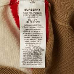 Pre Owned Burberry Cream Embroidered Wool Knit Crew Neck Top XS