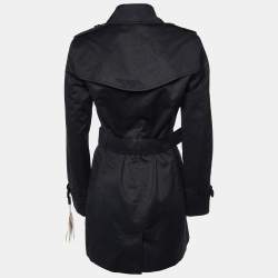 Burberry Black Cotton Double Breasted Harbourne Trench Coat S