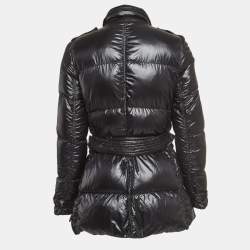 Pre Owned Burberry Black Nylon Belted Double Breasted Puffer Jacket M