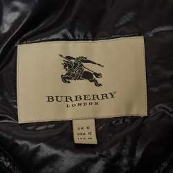 Pre Owned Burberry Black Nylon Belted Double Breasted Puffer Jacket M