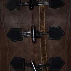 Pre Owned Burberry Brown Shearling Toggle Button Front Jacket S