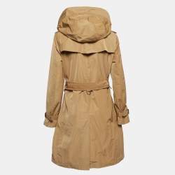 Burberry Brown Synthetic Detachable Hood Trench Coat M