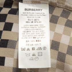 Pre Owned Burberry Beige Pixel Check Silk Shirt and Pants Set S/M