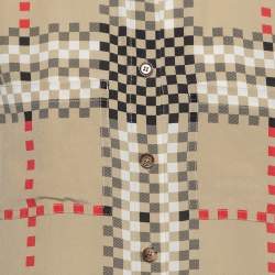 Pre Owned Burberry Beige Pixel Check Silk Shirt and Pants Set S/M