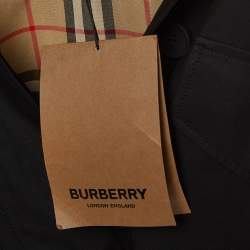 Pre Owned Burberry Black Gabardine Swingate Belted Trench Coat S