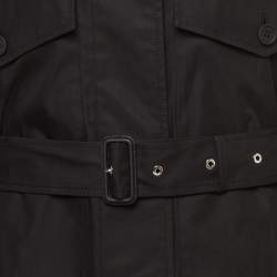 Pre Owned Burberry Black Gabardine Swingate Belted Trench Coat S