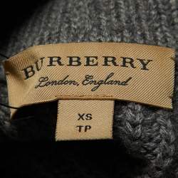 Pre Owned Burberry Grey Silk Paneled Wool Sweater XS