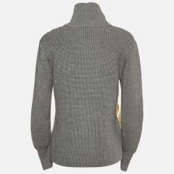 Pre Owned Burberry Grey Silk Paneled Wool Sweater XS