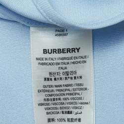 Pre Owned Burberry Blue Jersey Waist Tie-Up Shirt M