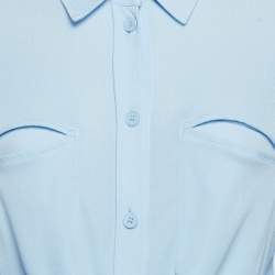 Pre Owned Burberry Blue Jersey Waist Tie-Up Shirt M