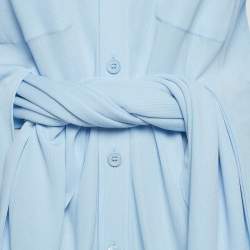 Pre Owned Burberry Blue Jersey Waist Tie-Up Shirt M
