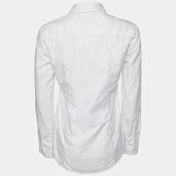 مملوكة مسبقًا Burberry White Check Pattern Cotton Long Sleeve Shirt S