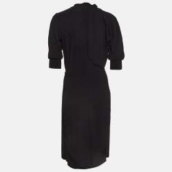 Pre Owned Burberry Black Georgette Tie-up Neck Short Dress S