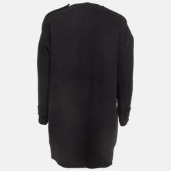 Pre Owned Burberry Black Embroidered Cashmere Coat S