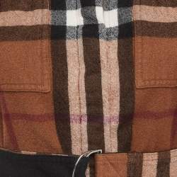 Burberry Brown Plaid Wool Short Shirt Dress XS