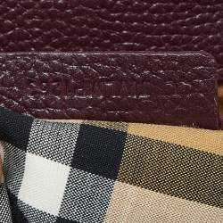 Pre Owned Burberry Burgundy Leather Medium Crimson Banner Tote