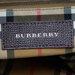 Pre Owned Burberry Burgundy Leather Medium Crimson Banner Tote