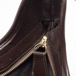 Pre Owned Burberry Brown/Beige Haymarket Coated Canvas and Leather Small Brooklyn Hobo