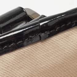 Pre Owned Burberry Black/Beige Nova Check PVC and Patent Leather Front Pocket Tote